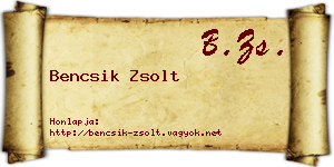 Bencsik Zsolt névjegykártya
